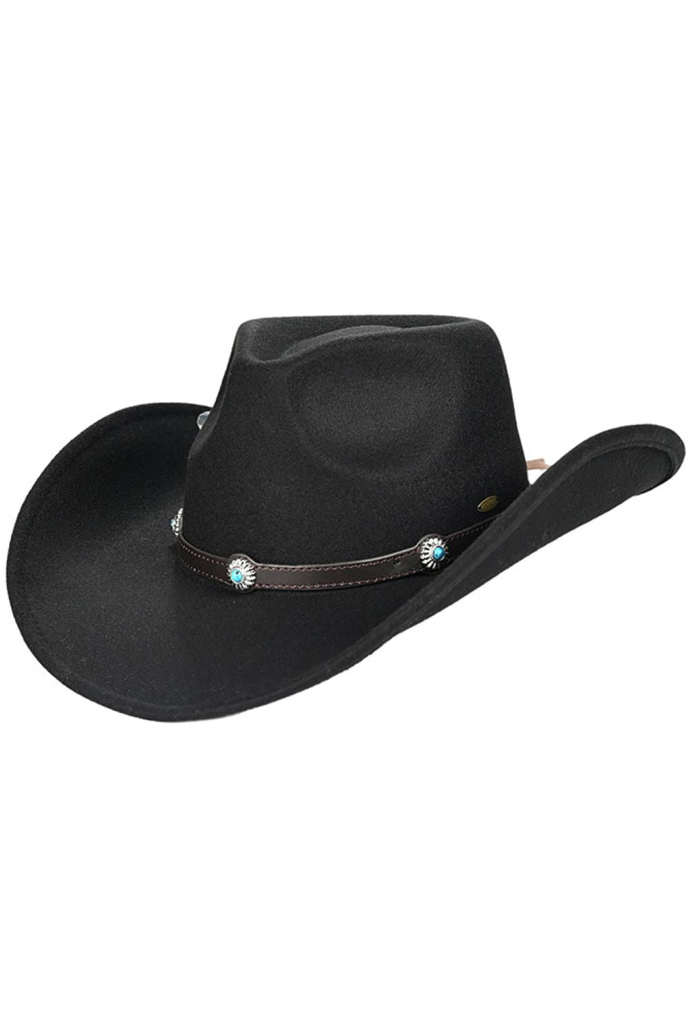 Black Experience Western style with the C.C Vegan Felt Cowboy Hat, crafted from 100% polyester for a soft, suede-like texture. Whether you're channeling traditional cowboy vibes or modern fedora flair, this durable hat transitions effortlessly between styles.
