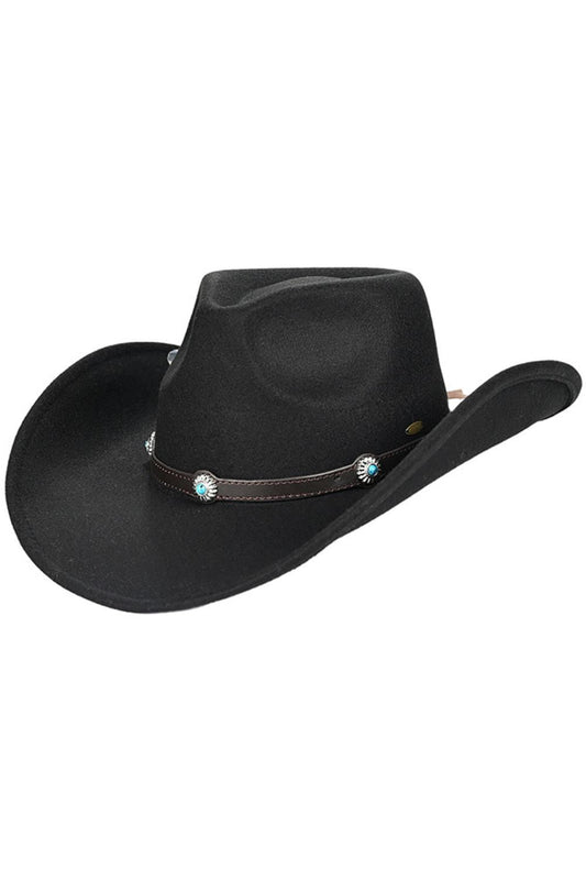Black Experience Western style with the C.C Vegan Felt Cowboy Hat, crafted from 100% polyester for a soft, suede-like texture. Whether you're channeling traditional cowboy vibes or modern fedora flair, this durable hat transitions effortlessly between styles.