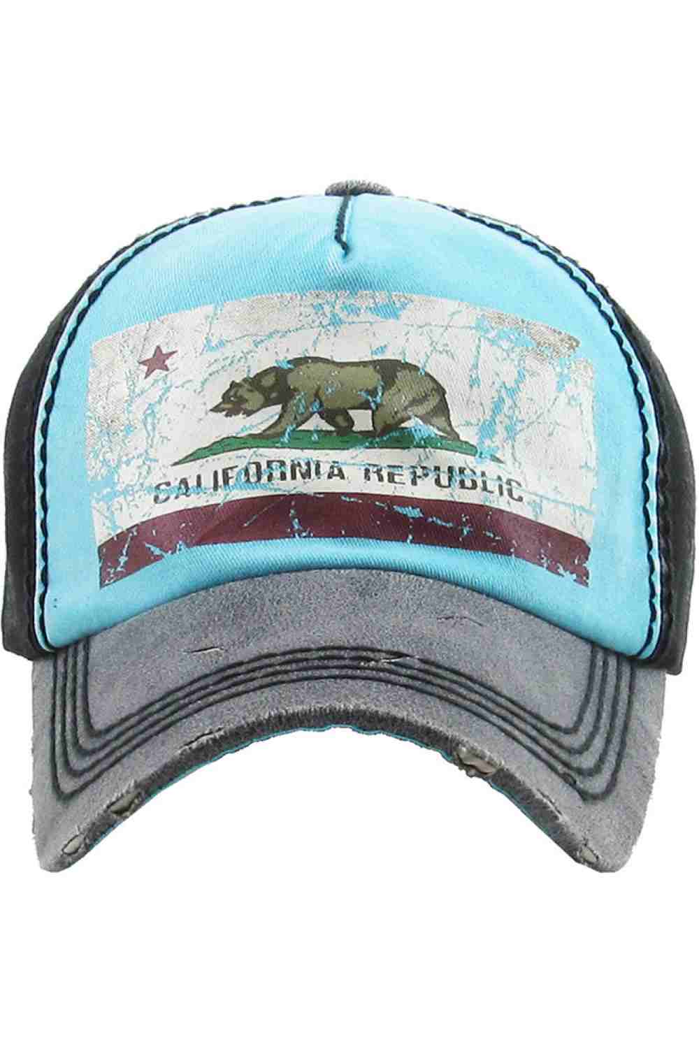 Black The CALIFORNIA REPUBLIC Vintage Baseball Cap features a washed, distressed finish with iconic state-inspired style for a timeless, laid-back look. Comfortable and easy to wear, it’s perfect for everyday outfits, travel days, or adding classic California vibes to any casual fit.