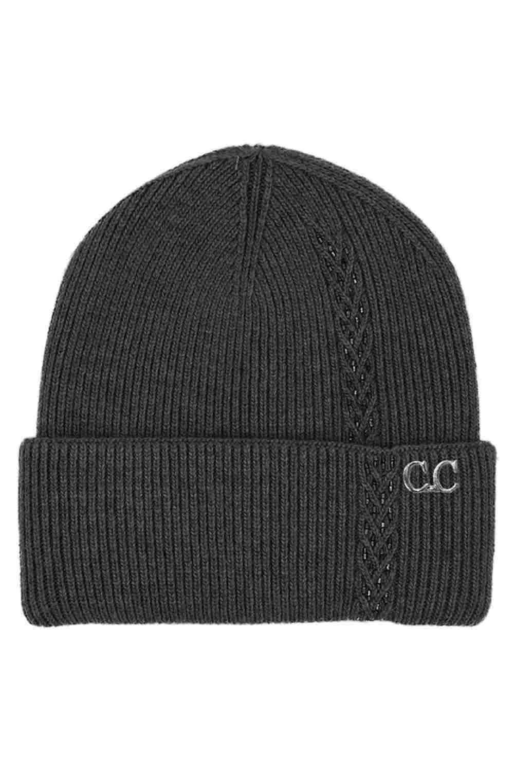 Black C.C Bead Embellishments Angora Cuff Beanie showcases a soft angora knit finished with delicate bead detailing for a stylish touch of sparkle. Designed with a cozy cuff and stretch fit, it keeps you warm and comfortable while elevating your winter look effortlessly.