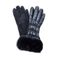 Black Faux Fur Cuff Puffer Smart Touch Gloves, Experience warmth and functionality with our stylish smart touch gloves. The soft faux fur cuffs add a touch of luxury, while the puffer padding keeps your hands toasty. Stay stylish and connected this winter. Wrap your loved ones in warmth this winter with these stylish gloves.