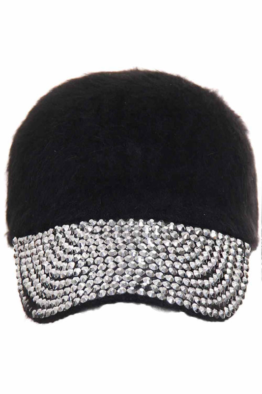 Black Fur with Stone Cap combines soft faux-fur texture with sparkling stone accents for a luxe, fashion-forward look that stands out effortlessly. Designed for comfort with an adjustable fit, this statement cap adds cozy glamour to both casual and dressy outfits.
