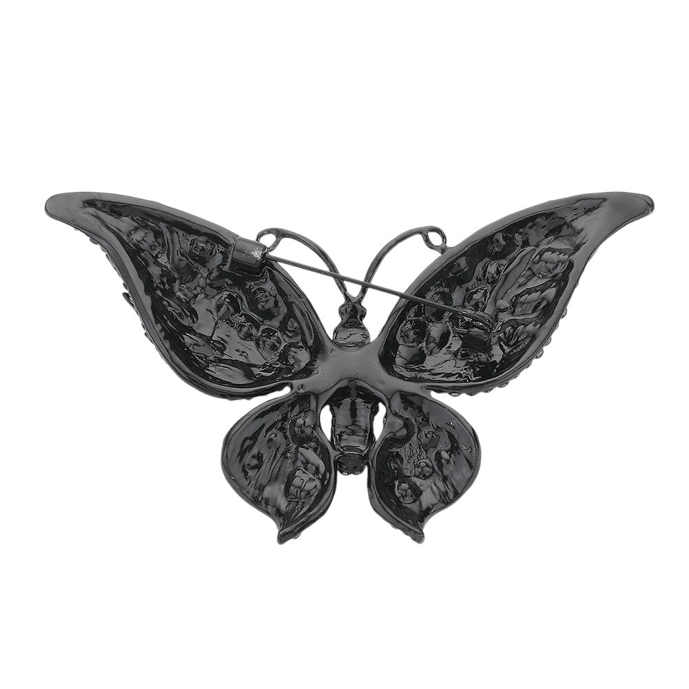 Black Glass Crystal Butterfly Pin Brooch is expertly crafted with sparkling glass crystals, adding a touch of elegance and sophistication to any outfit. With its timeless butterfly design, this tasteful accessory is perfect for any occasion. Enhance your ensemble with a touch of shimmer and charm.