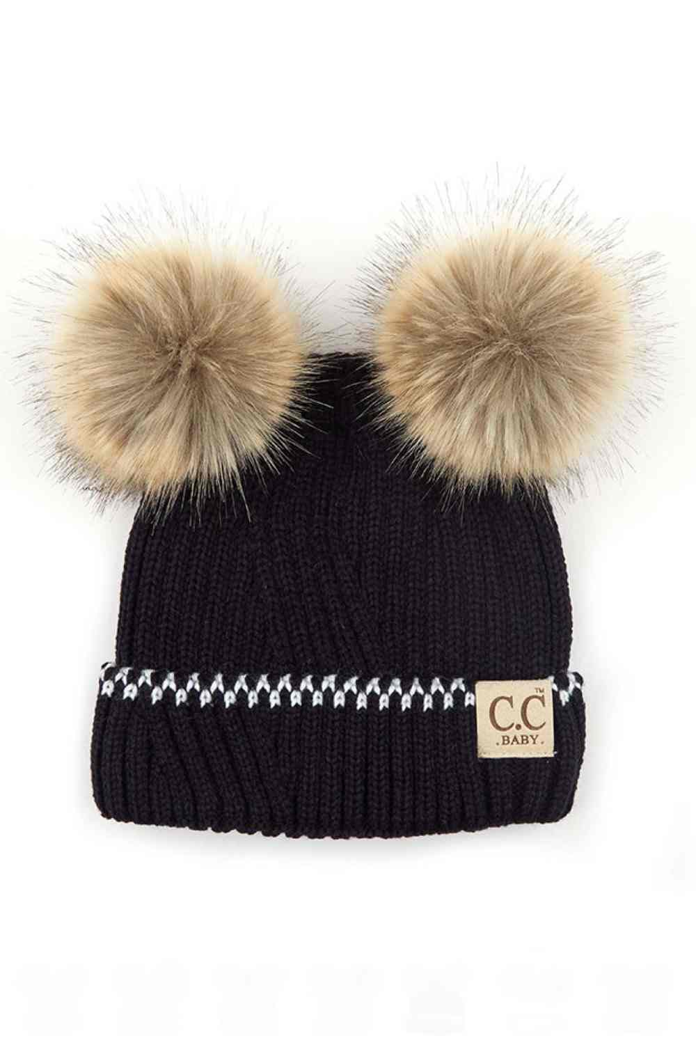 Black Wrap your infant in warmth and style with this C.C Solid Knit Double Pom Beanie. Crafted from 100% acrylic, this soft and durable beanie features a classic ribbed knit construction paired with two adorable poms for extra charm. Perfect for keeping tiny heads cozy during cold weather while adding a playful touch to any outfit.