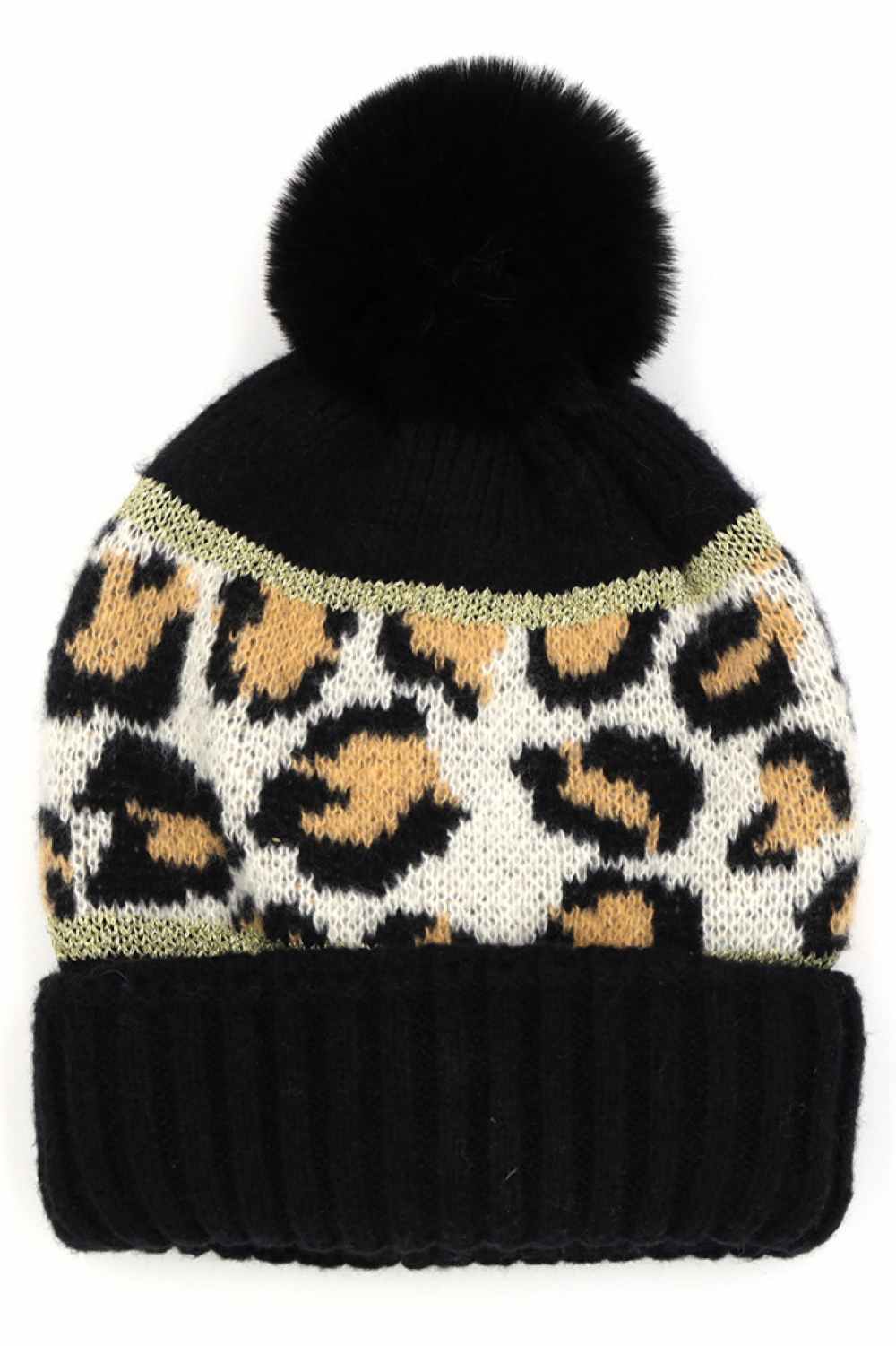Black Leopard PomPom Beanie features a bold leopard print design topped with a fluffy pompom for a trendy, winter-ready look. Made with a soft stretch fit, it delivers cozy warmth while adding stylish flair to your cold-weather outfits.