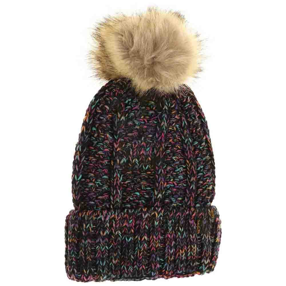 BlackMulti Fuzzy Lined Multi Tone Fur Pom CC Beanie delivers expert-level warmth and style with its plush, fuzzy interior that insulates effectively against cold conditions. Crafted with a multi-tone fur pom, it adds a sophisticated accent to any winter outfit. This beanie balances functionality and refined design, making it an essential accessory for those seeking dependable comfort without compromising on fashionable appeal.