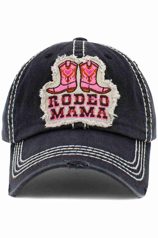 Black The RODEO MAMA Washed Vintage Baseball Cap features a bold, western-inspired slogan with a perfectly worn-in vintage wash for a laid-back, confident look. Comfortable and easy to style, it’s ideal for everyday wear, country vibes, and casual outings.