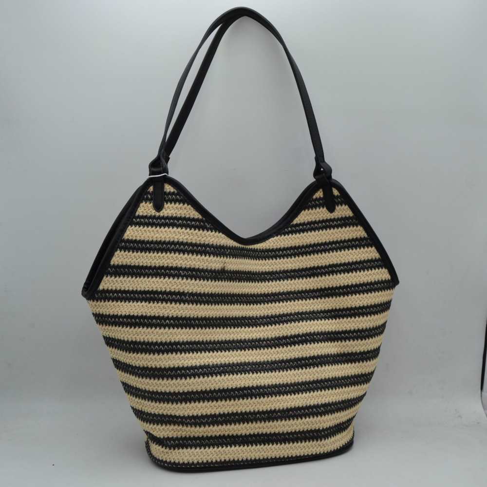 Black Bring a splash of maritime elegance to your seasonal wardrobe with this chic, spacious striped tote. Merging a breezy seaside vibe with structured everyday functionality, this handbag is your go-to companion for beach days, farmers market runs, or sunny weekend getaways.