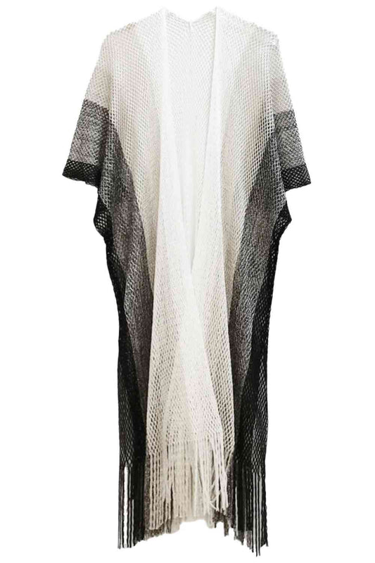 Two Tone Lurex Kimono - Black - Kimonos