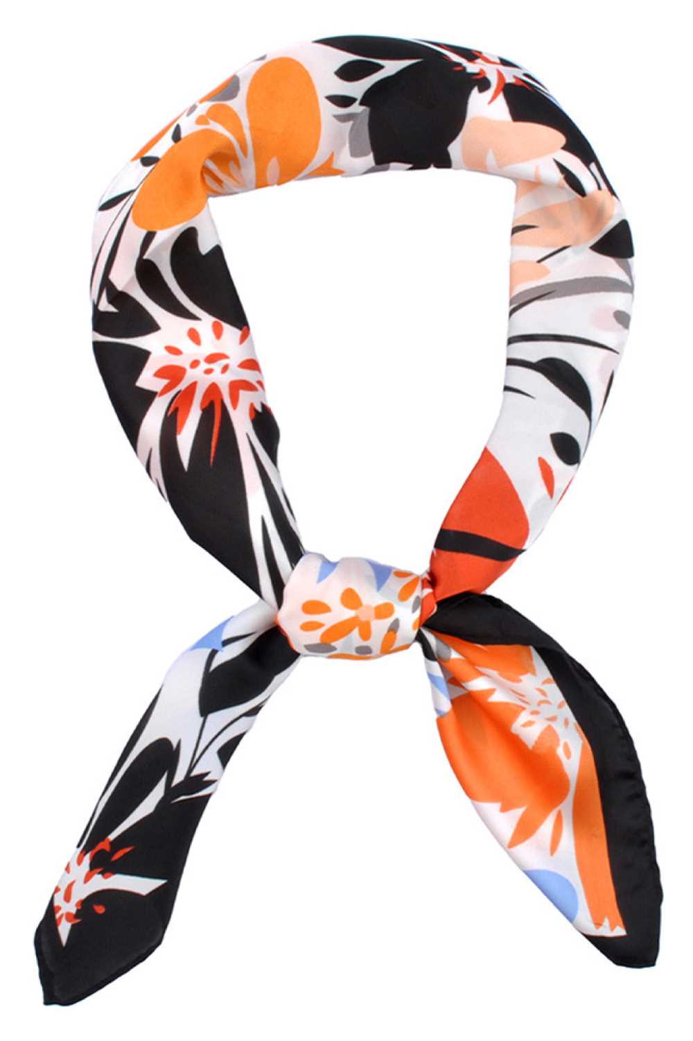 Black Brighten your summer style with this vibrant floral pattern bandana scarf. Crafted from lightweight 100% polyester, it's perfect for warm weather wear tie it around your neck, head, or wrist for effortless versatility. The generous 27.5" x 27.5" square cut offers plenty of styling options. Whether you're heading to the beach, running errands, or adding a pop of color to any outfit, this easy-care scarf keeps you cool and fashionable all season long.