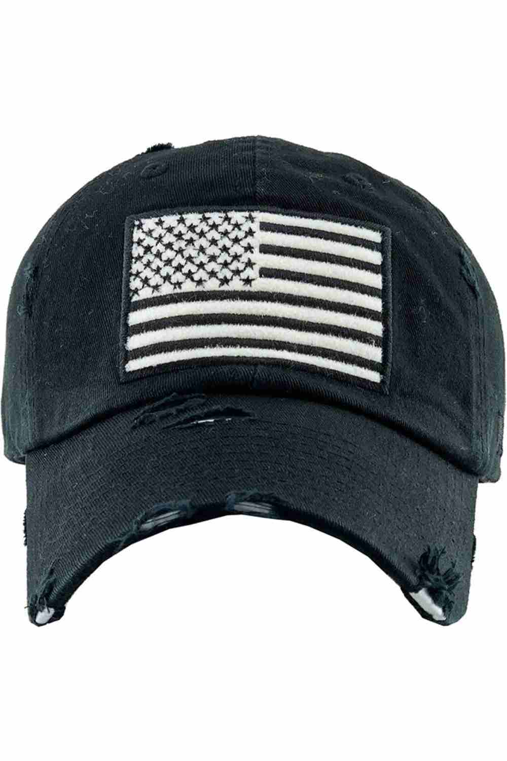 Black White Show off your patriotic style with this Unisex American Flag washed vintage distressed baseball cap, featuring a classic worn-in look and bold flag detail. Designed for comfort with an adjustable fit, this everyday cap is perfect for casual outings, outdoor activities, or laid-back weekends.
