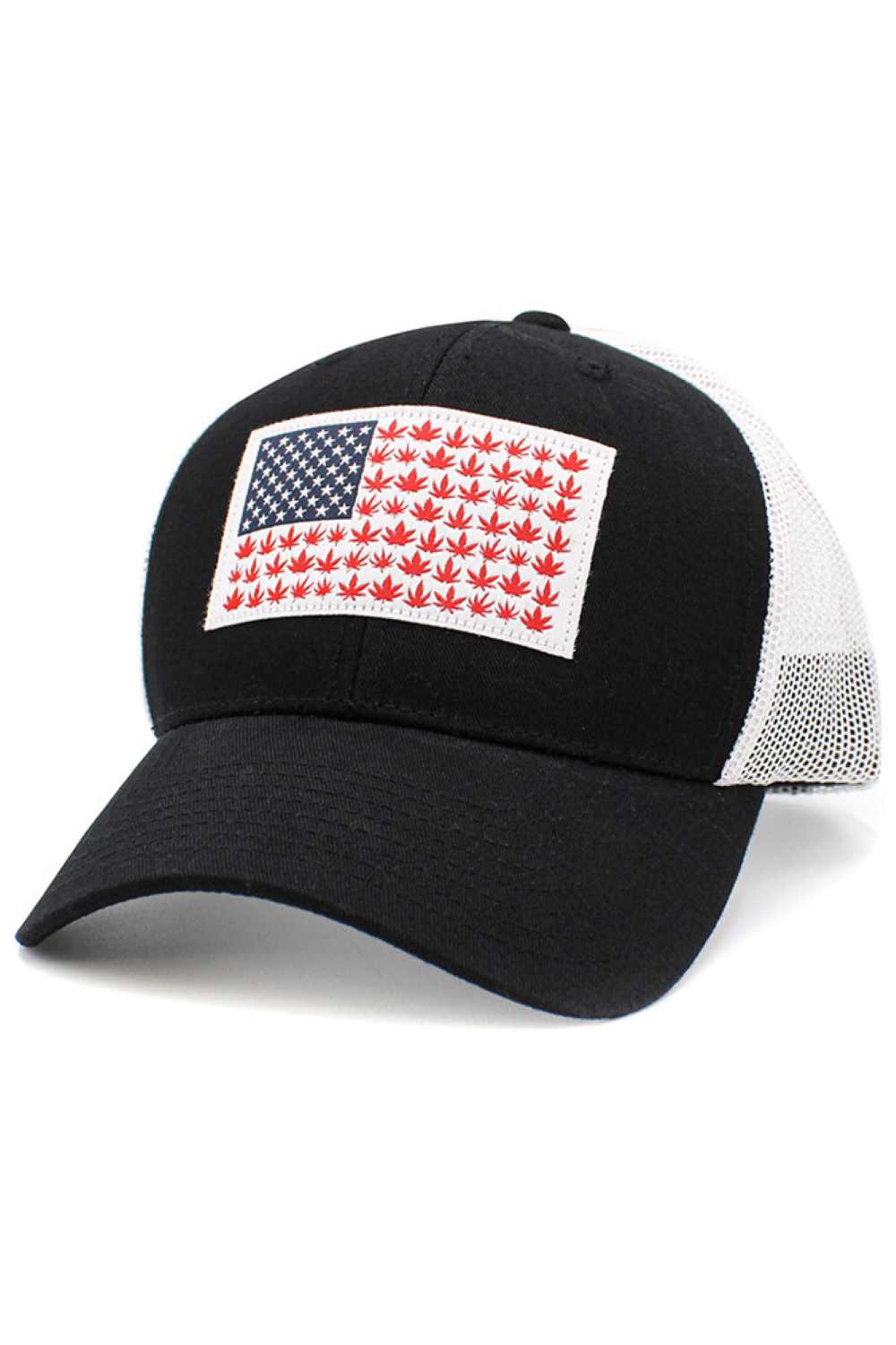 Black White Show your patriotic pride with this American flag–themed baseball cap featuring a bold flag patch on the front and a breathable mesh back for all-day comfort. Designed with a classic curved brim and adjustable fit, it’s perfect for casual wear, outdoor activities, and sunny game days.