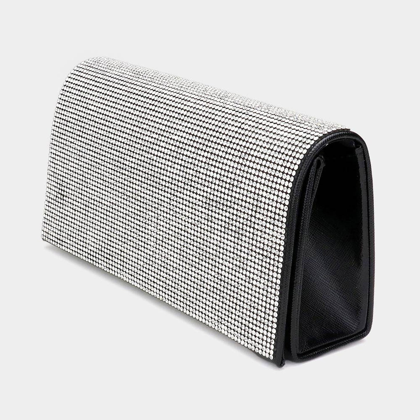 Black, Clear Shine at every occasion with this aqua crystal clutch, designed with a sleek silhouette and shimmering detail. Perfect for weddings, galas, and nights out, this glamorous statement bag adds elegance and sparkle to any outfit.