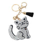 Black Bling Cat Tassel Keychain is a stylish and functional accessory. Made with high-quality materials, it features a sparkling cat design accented with a tassel. Perfect for adding a touch of personality to your keys or purse, this keychain is sure to catch eyes and bring a smile to your face.