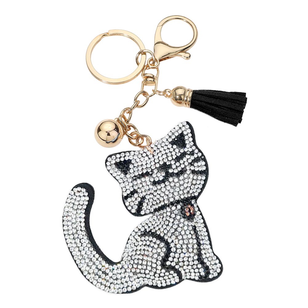 Black Bling Cat Tassel Keychain is a stylish and functional accessory. Made with high-quality materials, it features a sparkling cat design accented with a tassel. Perfect for adding a touch of personality to your keys or purse, this keychain is sure to catch eyes and bring a smile to your face.