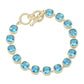 14K Gold Plated Square CZ Stone Link Evening Toggle Bracelet - Blue Gold - Bracelet