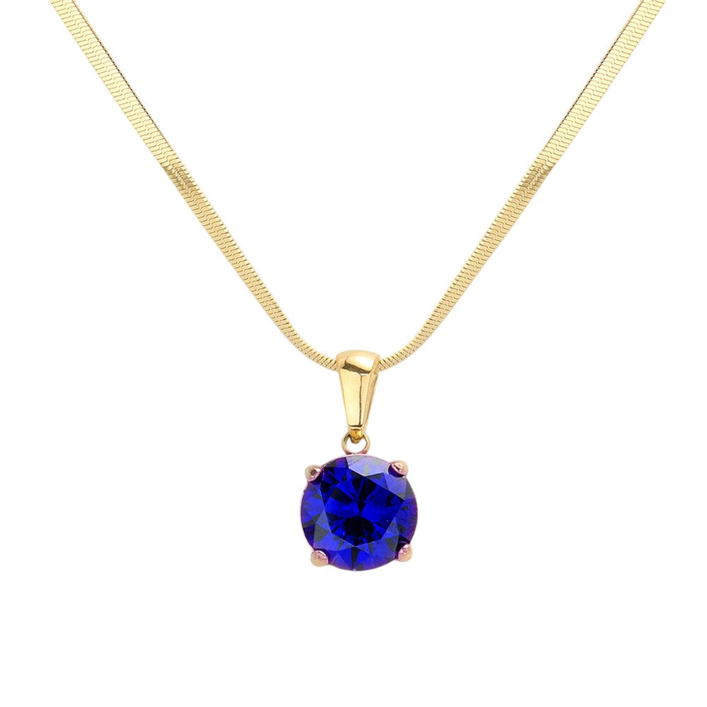 Blue 18K Gold Dipped Stainless Steel CZ Round Pendant Necklace exudes elegance and durability. The high-quality material ensures long-lasting wear, while the stunning CZ round pendant adds a touch of glamour. Its timeless design makes it a versatile addition to any jewelry collection. Perfect for any occasion. 