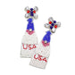 Blue American-USA&nbsp;dangle earrings feature precisely arranged champagne beads with specialised light-interaction properties. The technical construction incorporates graduated positioning to create optimal visual depth and movement dynamics. Each component undergoes rigorous quality assessment to ensure dimensional consistency and structural integrity. The sophisticated champagne tonality provides exceptional versatility across color palettes while maintaining a distinctive presence. The balanced weight