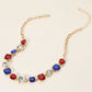 Blue, Clear, Red Make a statement with this American USA Cushion Square Stone Link Evening Necklace, featuring bold cushion-cut stones linked in a striking, elegant design. Perfect for evening wear or special occasions, it adds a glamorous touch of American-inspired style to any outfit.
