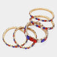 Blue Gold Red White Bold stretch bracelet featuring sparkling crystals in a patriotic design. Perfect for celebrating national holidays, sports events, and festive occasions with standout style.