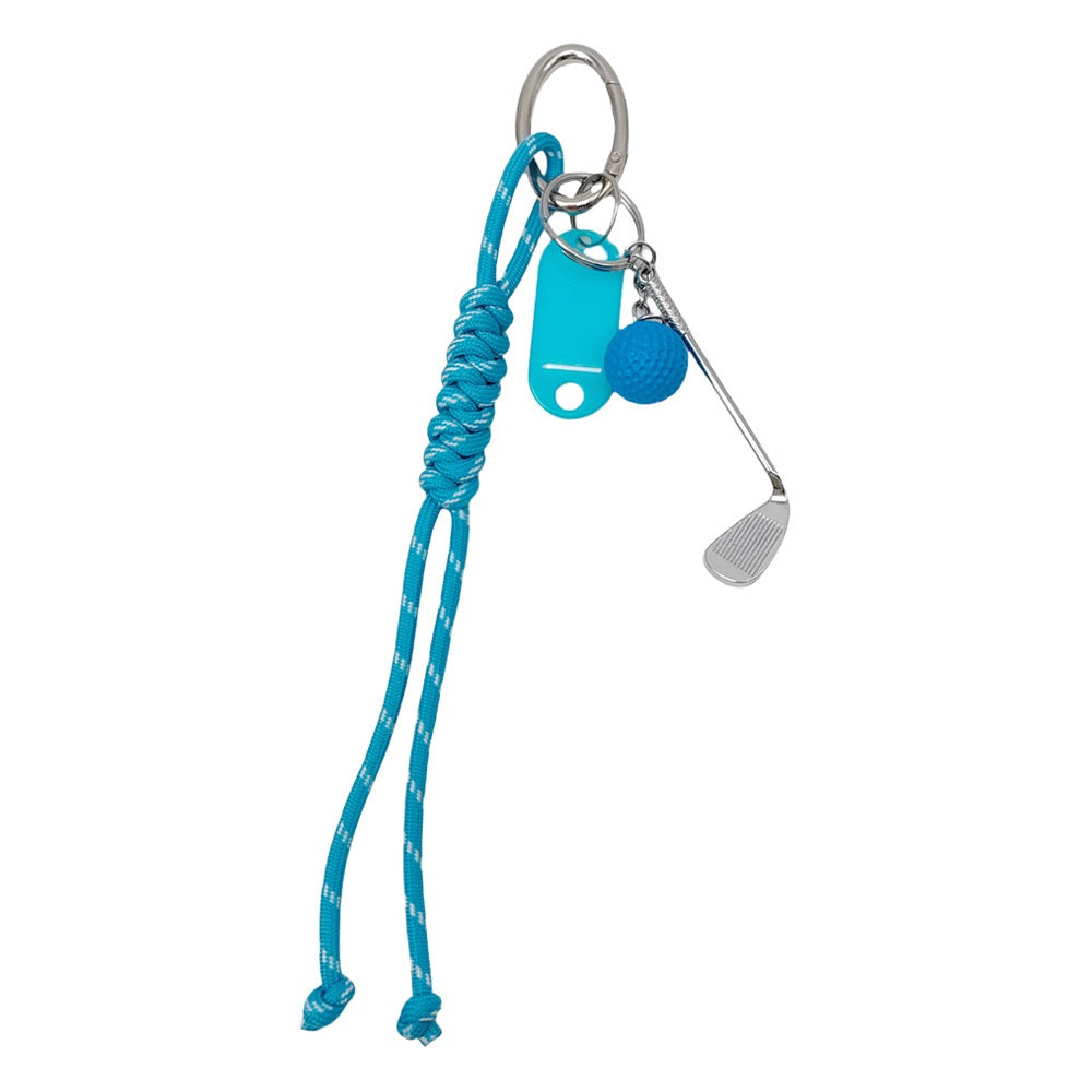 Blue-Golf Name Tag Braided Thread Key Chain / Bag Charm is the perfect accessory for any golf enthusiast. Its durable braided thread design ensures longevity while its versatile use as a key chain or bag charm makes it a convenient addition to any golf gear. Show off your love for the game with this stylish and practical accessory. 