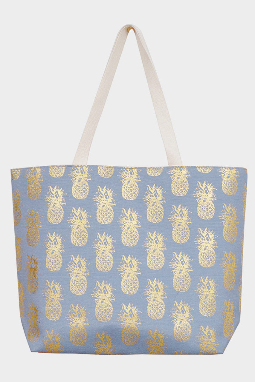 Pineapple Pattern Beach Bag combines vibrant style with practical design, perfect for your beach outings. Crafted to hold all your essentials, its spacious interior and sturdy handles ensure comfort and durability. The cheerful pineapple print adds a tropical flair, making it an ideal accessory for sunny days by the water. 