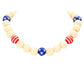 Blue Red American USA Flag Wood Ball Collar Necklace combines patriotic symbolism with artisanal craftsmanship. The spherical wooden pendant features a meticulously painted American flag design, suspended from a comfortable collar-style chain. The natural wood grain creates a unique backdrop for the iconic stars and stripes, offering a sophisticated way to display national pride. Precision-crafted for durability and aesthetic appeal, this statement piece complements both casual and formal attire.