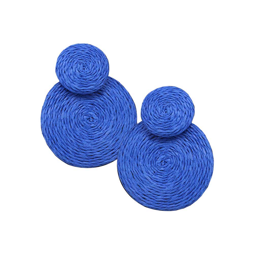 Blue Swirl Double Raffia Link Earrings, the Beautifully crafted design adds a glow to any outfit. Look like the ultimate fashionista with these swirl raffia double round link earrings! Which easily makes your events more enjoyable. These earrings make you extra special on occasion. These swirl raffia double round earrings enhance your beauty and make you more attractive.