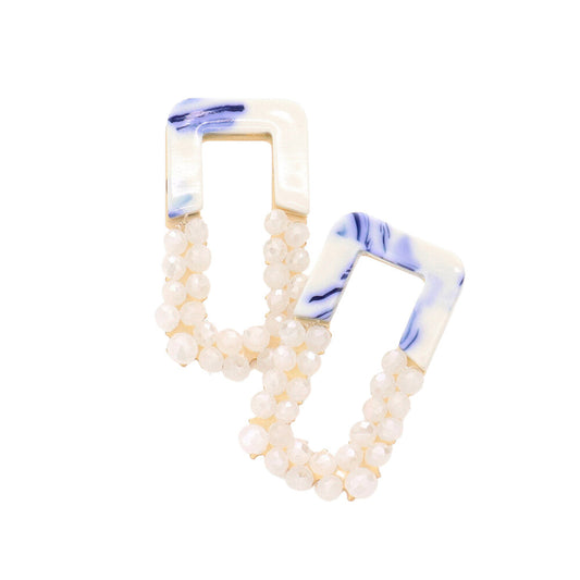 Be the envy of your friends with these unique "rectangle earrings" that make the perfect jazzy accessory for any outfit. Crafted from celluloid acetate and faceted beading, they make a statement without saying a word! Perfect Birthday Gift, Anniversary Gift, Christmas Gift, Regalo Navidad, Regalo Cumpleanos