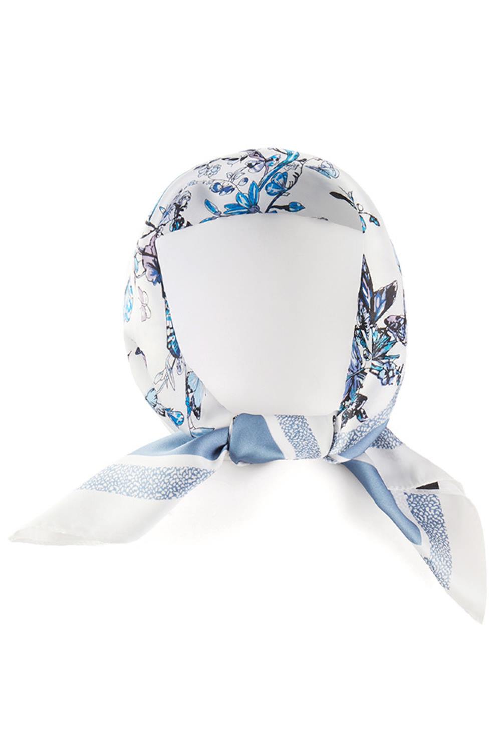 Blue Elevate your accessory game with this versatile bandana scarf, featuring a beautiful flower pattern print that complements any season. Crafted from 100% polyester, it delivers a silky-smooth feel that's lightweight and comfortable for all-day wear. The generous 27.5" x 27.5" size offers endless styling possibilities wear it as a headscarf, neck wrap, or tie it to your bag for a pop of color. Perfect for adding effortless style to casual or dressed-up looks.