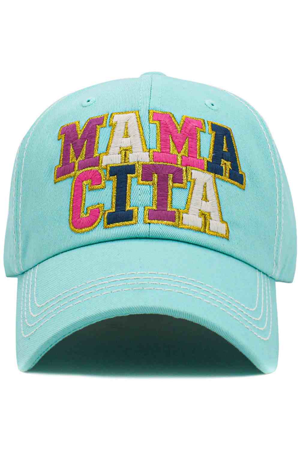 Blue Make a bold, confident statement with the MAMACITA Vintage Baseball Cap, designed with a trendy retro flair. Featuring a relaxed fit and classic curved brim, it’s the perfect accessory for effortless everyday style.