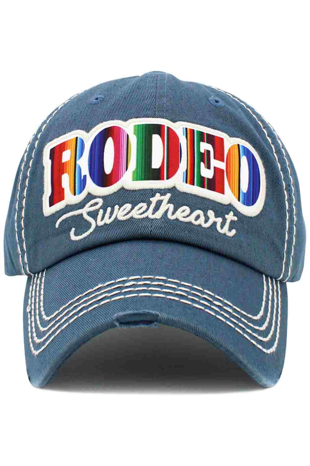 Blue RODEO SWEETHEART Vintage BaseCap blends western charm with a worn-in vintage look for a bold yet playful statement. Designed for all-day comfort, it’s the perfect finishing touch for casual outfits, festivals, or laid-back adventures.