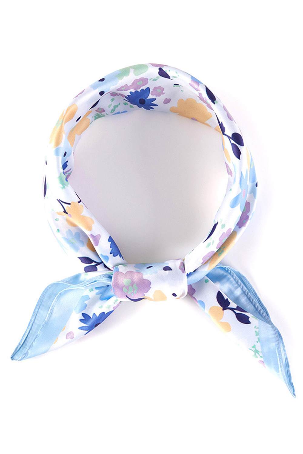 Blue Brighten your summer style with this charming multi-flower print bandana scarf. Crafted from lightweight 100% polyester, it's perfect for warm weather wear tie it around your neck, head, or wrist for effortless versatility. The generous 27.5" x 27.5" square size offers plenty of styling options. Whether you're heading to the beach, running errands, or adding a pop of color to any outfit, this durable scarf keeps you cool and fashionable all season long.