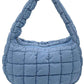 Blue Compact quilted bag crafted from durable 100% polyester with a timeless solid design. Measuring 8.7" x 11.8" x 3.15", it's the perfect size for everyday essentials, travel accessories, or as a versatile organizer. The quilted texture adds visual interest and subtle structure. Ideal for on-the-go convenience with a sleek, minimalist aesthetic that pairs effortlessly with any outfit.