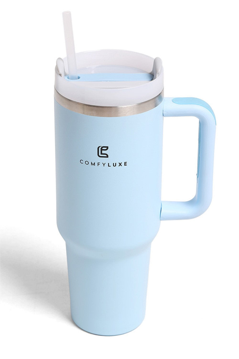 Blue Keep your beverages at the perfect temperature with this 40oz stainless steel tumbler. Double-wall insulation maintains hot drinks hot and cold drinks cold for hours. The ergonomic handle makes it easy to carry on the go, while the sleek solid color design works with any style. BPA-free construction ensures safe, worry-free hydration. Perfect for work, travel, or everyday use.