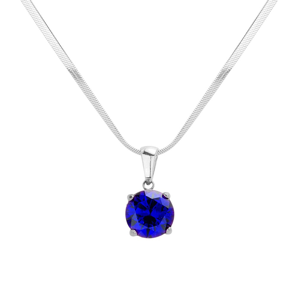 Blue Stainless Steel CZ Round Pendant Necklace is a stylish and durable accessory. Crafted from high-quality stainless steel, this necklace is resistant to tarnishing and fading. Featuring a sparkling CZ round pendant, it adds a touch of elegance to any outfit. Upgrade your jewelry collection with this timeless piece. 