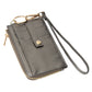 Faux Leather Basket Weave Flat Card Holder Wallet with Wristlet - Wallets