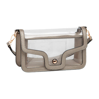 Bronze Solid Faux Leather Transparent Rectangle Shoulder Bag, is sophisticated and stylish. Crafted with durable, high-quality faux leather, it features a transparent rectangular shape for a chic look. Carry it to your next dinner date or social event to add a touch of elegance. Perfect Gift for fashion enthusiasts.