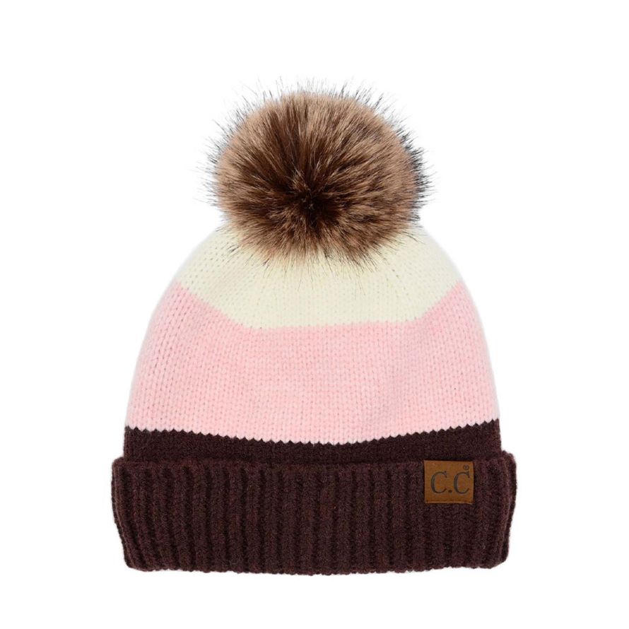 Multi Color Block Pom C.C Beanie,&nbsp;wear it before running out the door into the cool air to keep yourself warm and toasty and look absolutely beautiful. You’ll want to reach for this toasty beanie to keep you incredibly warm everywhere and every occasion. Accessorize the fun way with this pom hat. It's the autumnal touch you need to finish your outfit in style. Awesome winter gift accessory for Birthday, Christmas, Stocking Stuffer, Secret Santa, Holiday, Anniversary, or Valentine's Day to your friends,