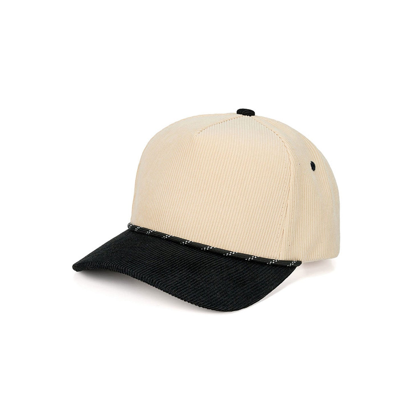 Brown The C.C Two-Tone Rope on Two-Tone Corduroy Trucker Hat Baseball Cap showcases a textured corduroy front with a contrasting rope accent for a trendy, retro-inspired style. Finished with a breathable mesh back and adjustable snap closure, it offers lightweight comfort and an easy, customizable fit for everyday wear.