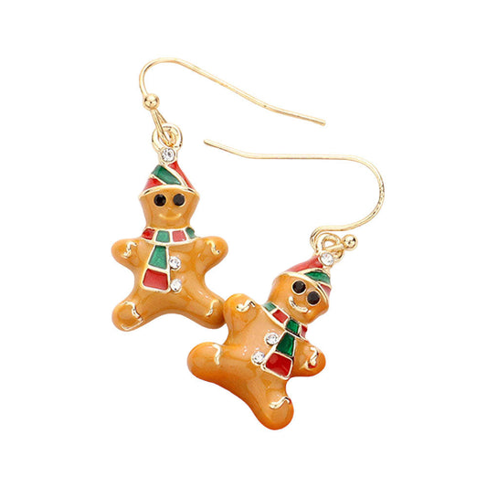 Brown Enamel Gingerbread Man Dangle Earrings, are fun handcrafted jewelry that fits your lifestyle, adding a pop of pretty color. Enhance your attire with these vibrant artisanal earrings to show off your fun trendsetting style. Great gift idea for your Wife, Mom, your Loving one, or any family member.