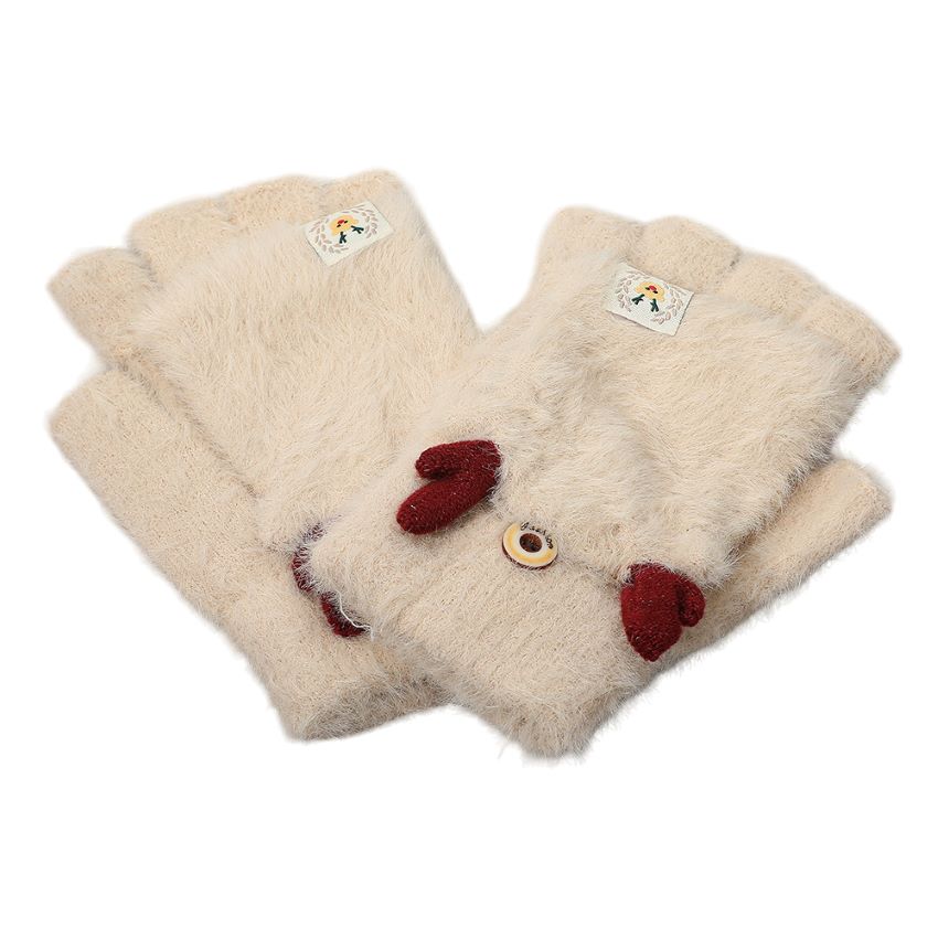 Add a playful touch to your winter style with these soft fuzzy gloves featuring adorable reindeer ear accents and a charming stitched detail. Warm, cozy, and fun, they make the perfect cold-weather essential for outdoor wear or a delightful holiday gift.