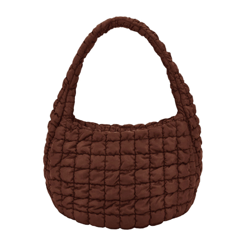 Brown Quilted Puffer Shoulder Crossbody Bag, Stay warm and stylish with this bag. Made of durable material, it is insulated to keep you cozy in the coldest conditions. The shoulder straps make it comfortable and convenient to carry, so you can bring everything you need with ease. Perfect for gifting on every occasion.