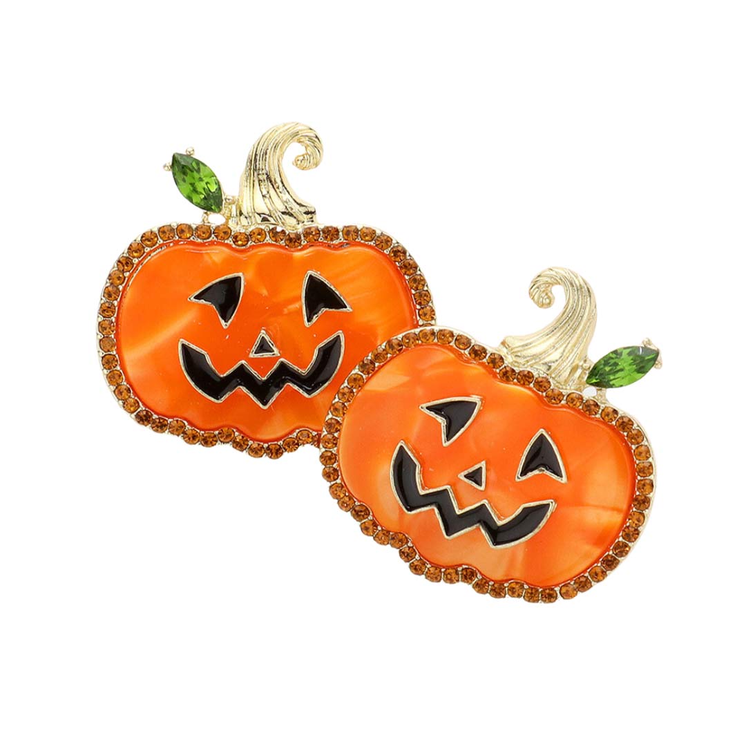 Brown Stone Embellished Pumpkin Earrings, are fun handcrafted jewelry that fits your lifestyle, adding a pop of pretty color. This pretty & tiny earring will surely bring a smile to one's face as a gift. This is the perfect gift for Halloween, especially for your friends, family, and the people you love and care about.