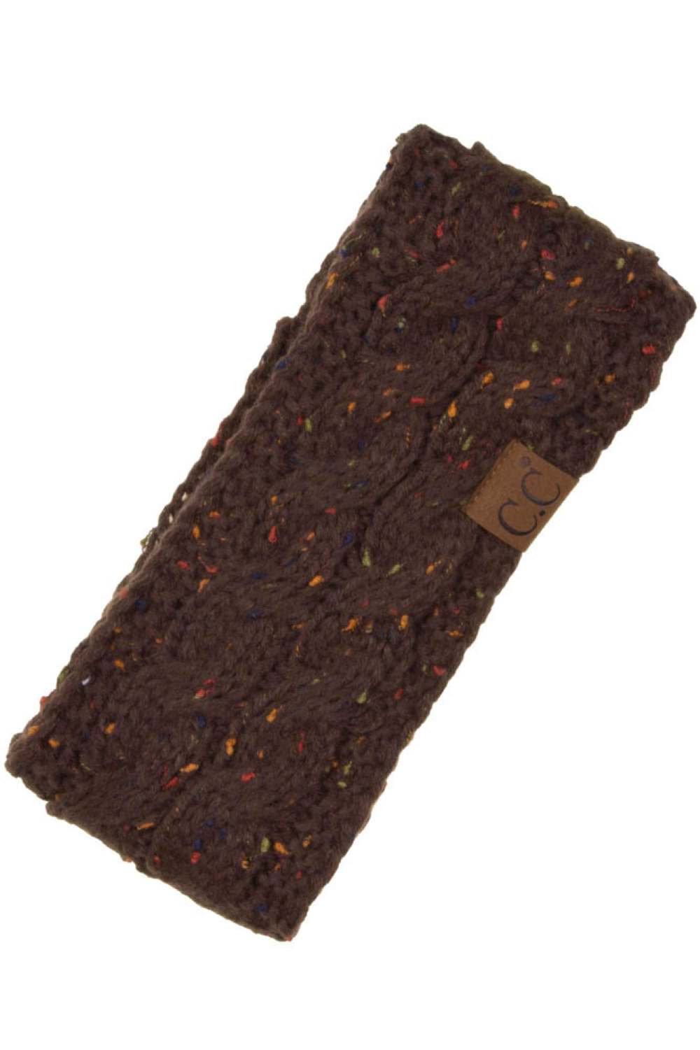 Brown Cozy up with the C.C Chunky Knit Confetti Sherpa Lined Headband, the perfect blend of warmth and style. Crafted from 100% acrylic, this headband features a chunky knit exterior with a soft sherpa lining for maximum comfort against your skin. The playful confetti pattern adds a fun pop of color to any winter outfit. One size fits most, making it an easy grab-and-go accessory for chilly days. Whether you're heading out for a quick errand or settling in for the season, this headband keeps you warm withou