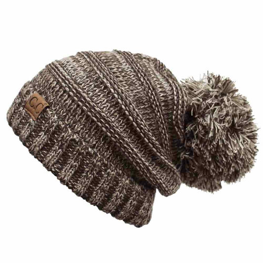 Brown Crafted from premium soft acrylic, this C.C oversize slouchy beanie delivers exceptional comfort and versatility. The relaxed, oversized silhouette flatters most head sizes while the tricolor design adds contemporary visual interest. Ideal for layering during cooler months, this beanie combines durability with a refined aesthetic that transitions seamlessly from casual to polished looks. The soft acrylic construction ensures warmth without bulk, making it a practical essential for any season.