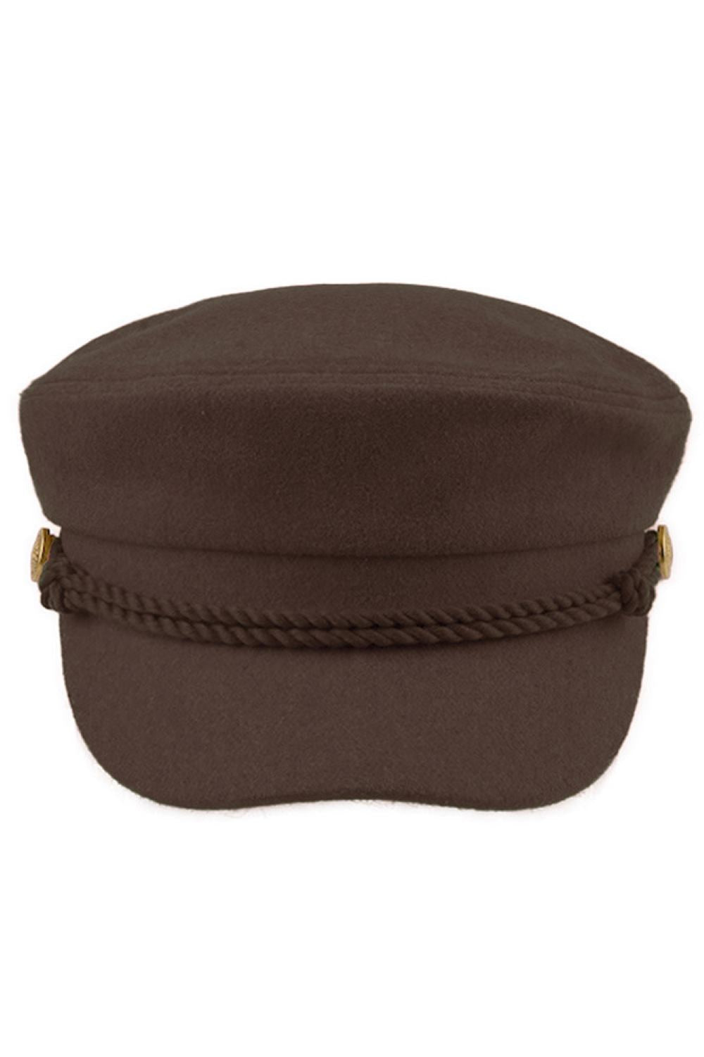 Brown Embrace winter warmth with this classic C.C Rope Fisherman's Cap, featuring a charming button detail and solid construction. Made from a comfortable blend of 50% wool and 50% polyester, this hat offers excellent insulation while maintaining breathability for all-day wear. The timeless fisherman's style works seamlessly with casual and layered outfits, making it an essential cold-weather accessory.