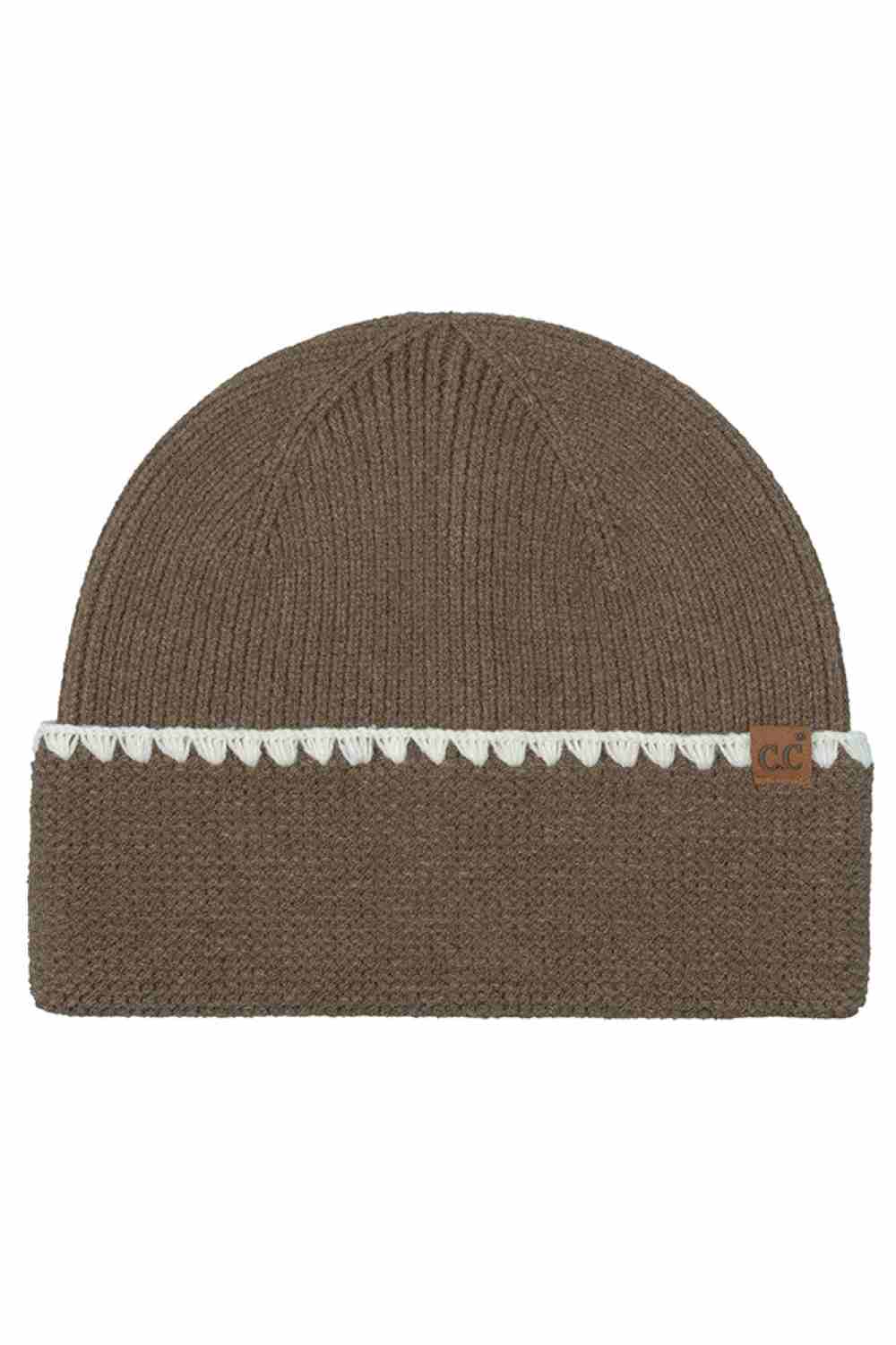 C.C Solid with Stitch Lined Cuff Brown Beanie Winter Hat features a clean solid knit design with subtle stitch-lined cuff detailing for a polished winter look. Crafted with a soft stretch fit, it keeps you warm and comfortable while adding understated style to your cold-weather outfits.