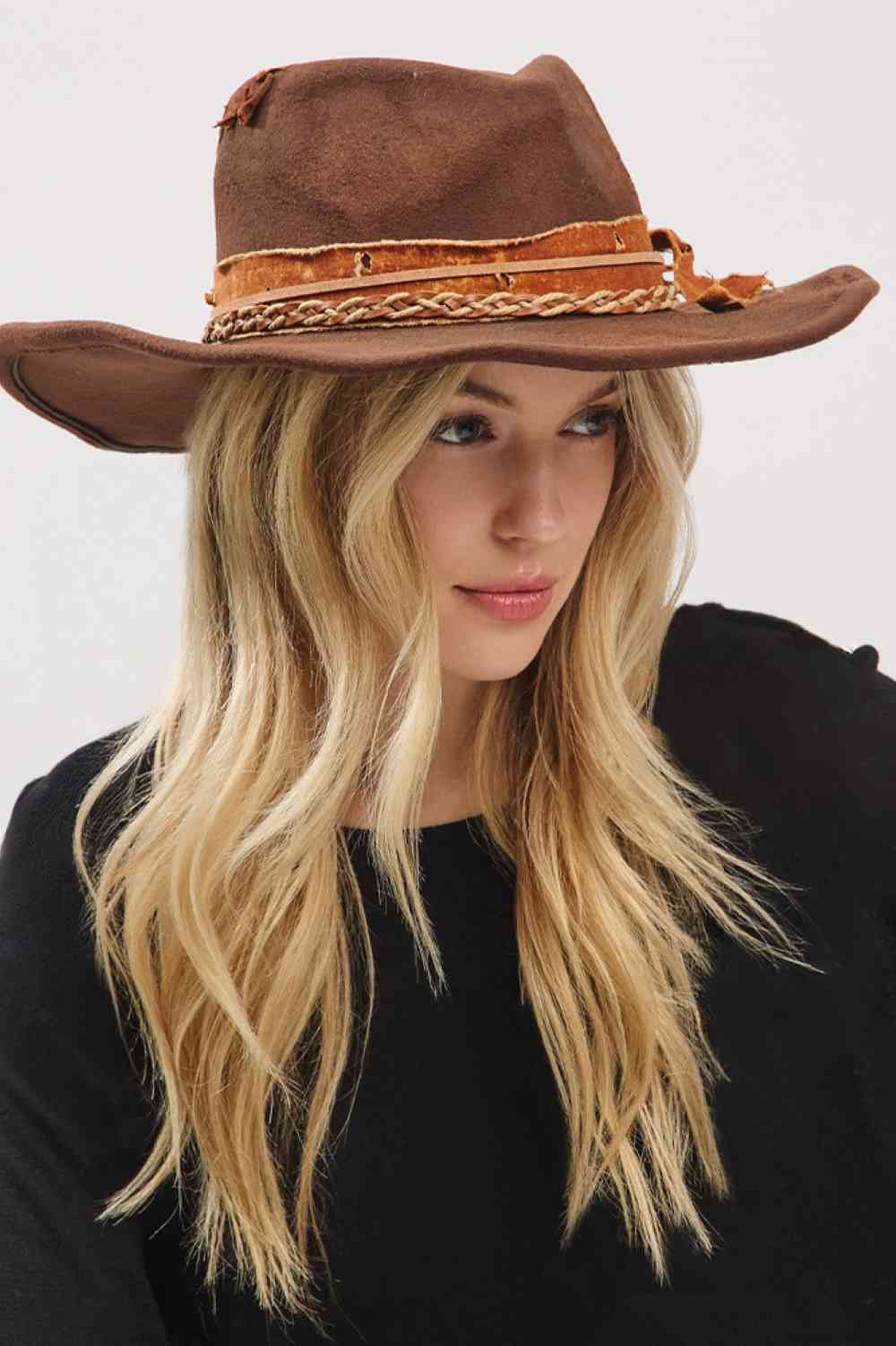 Brown Two iconic looks, one hat! This Cowboy Hat's flexible brim allows for effortless shaping, letting you wear it as a classic cowboy hat or style it as a contemporary fedora.