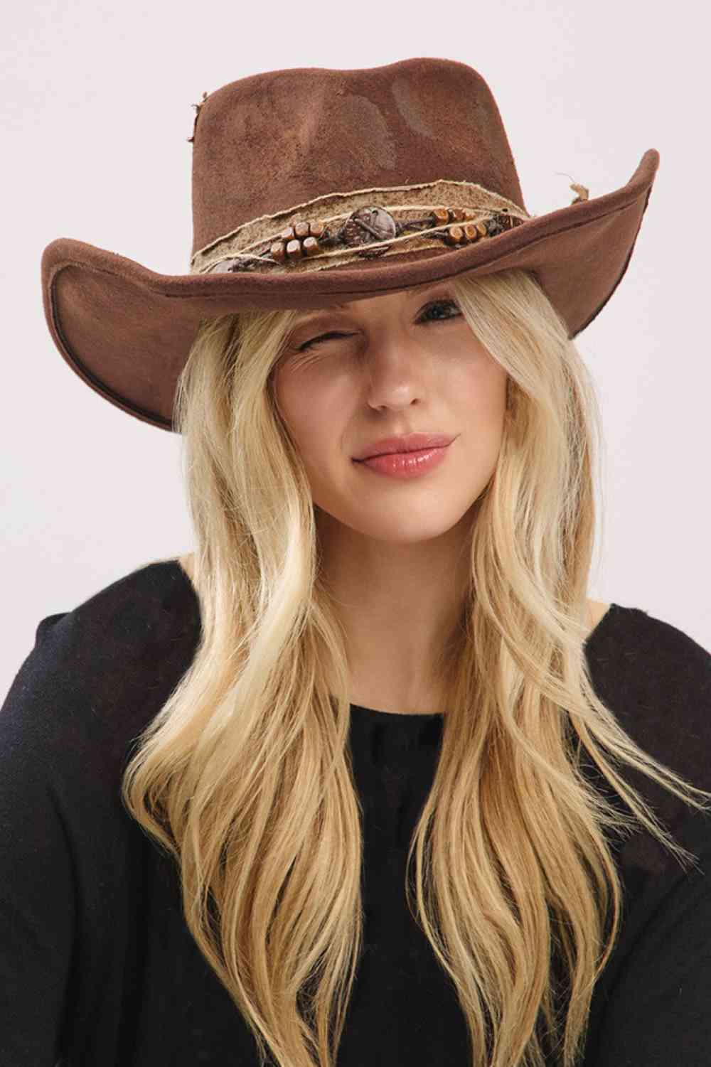Brown Two iconic looks, one hat! This Cowboy Hat's flexible brim allows for effortless shaping, letting you wear it as a classic cowboy hat or style it as a contemporary fedora.